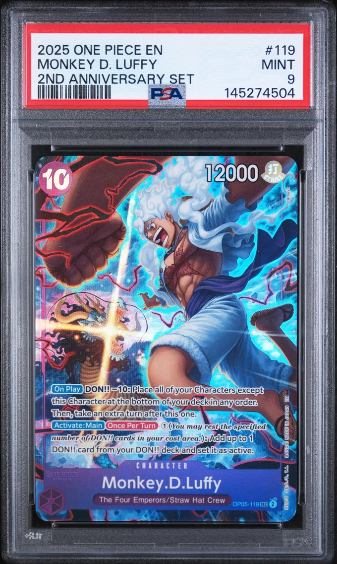 2025 #119 Monkey D. Luffy PSA 9 One Piece English Version 2nd Anniversary Set