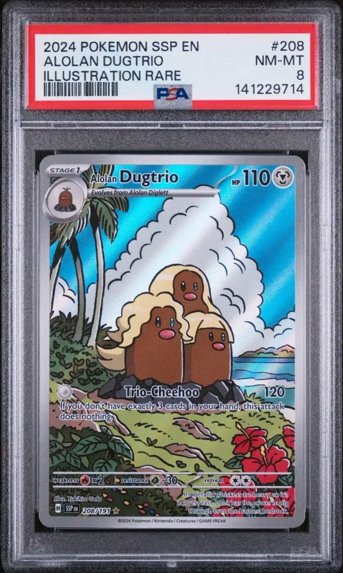 2024 #208 Alolan Dugtrio PSA 8 Ssp EN-Surging Sparks