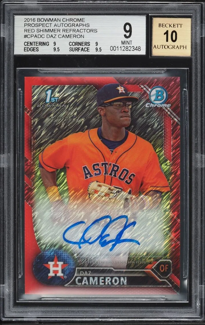 2016 Bowman Chrome Red Shimmer Refractor Daz Cameron PROSPECT AUTO 10/10 #CPADC BGS 9 MINT