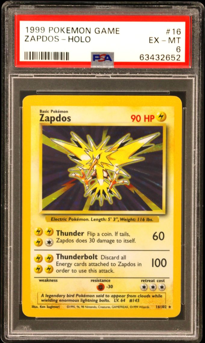 1999 #16 Zapdos-Holo PSA 6 Game