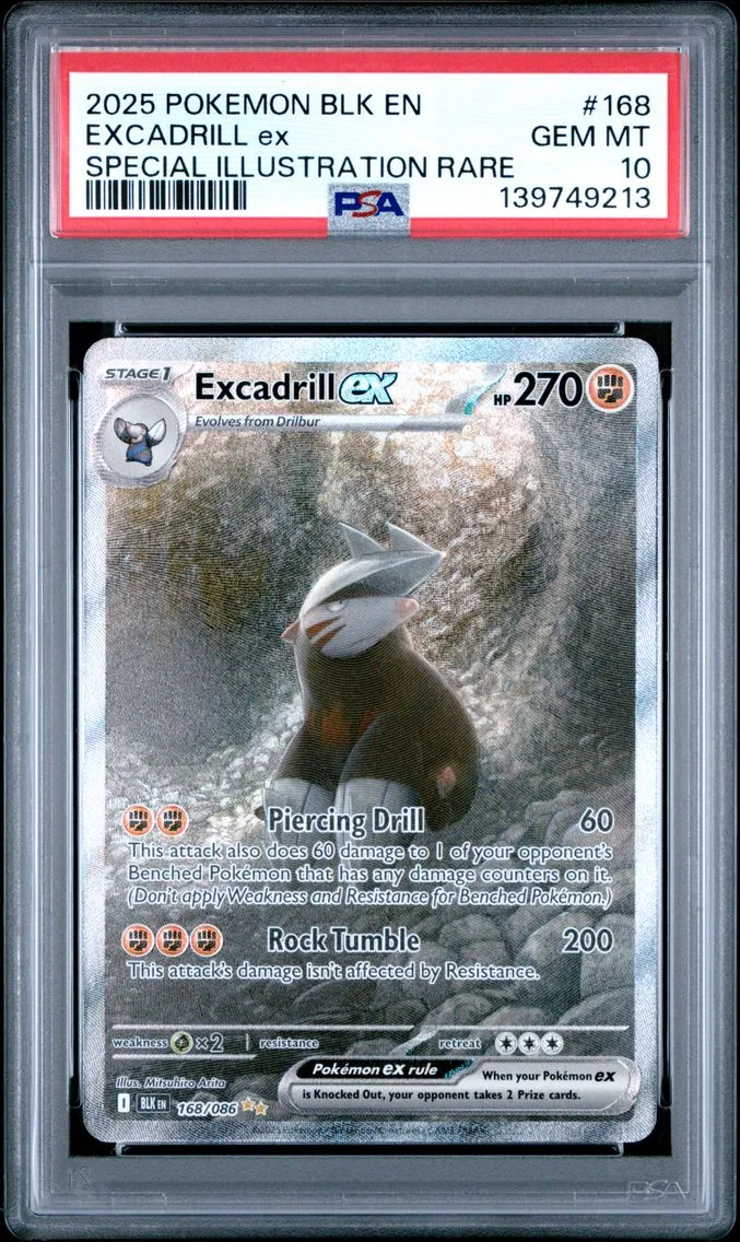 2025 #168 Excadrill EX PSA 10 Blk EN-Black Bolt Pokemon