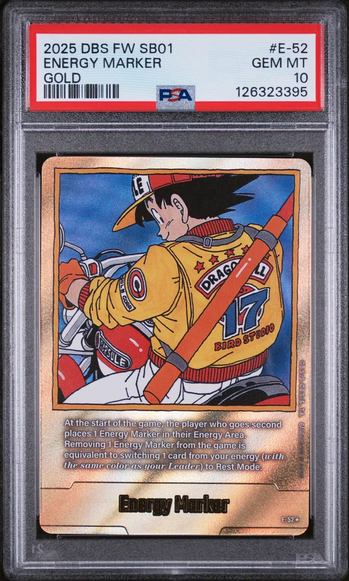 2025 #E-52 Energy Marker PSA 10 Dragon Ball Super Card Game Fusion World Manga Booster 01