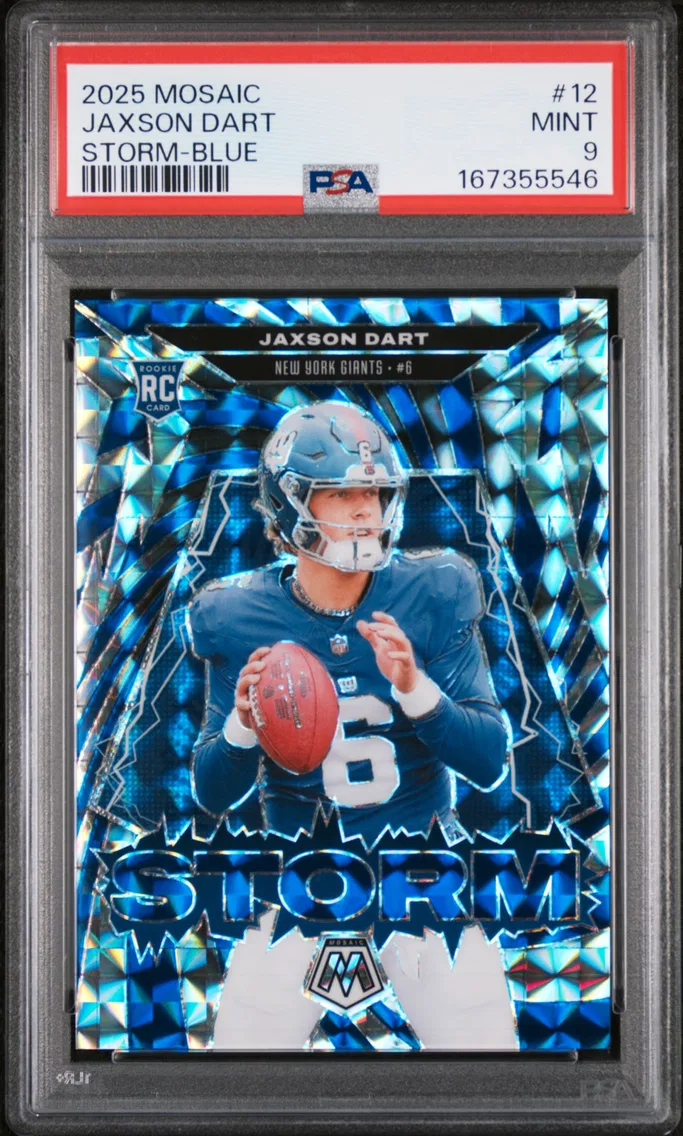 2025 #12 Jaxson Dart PSA 9 Panini Mosaic Storm