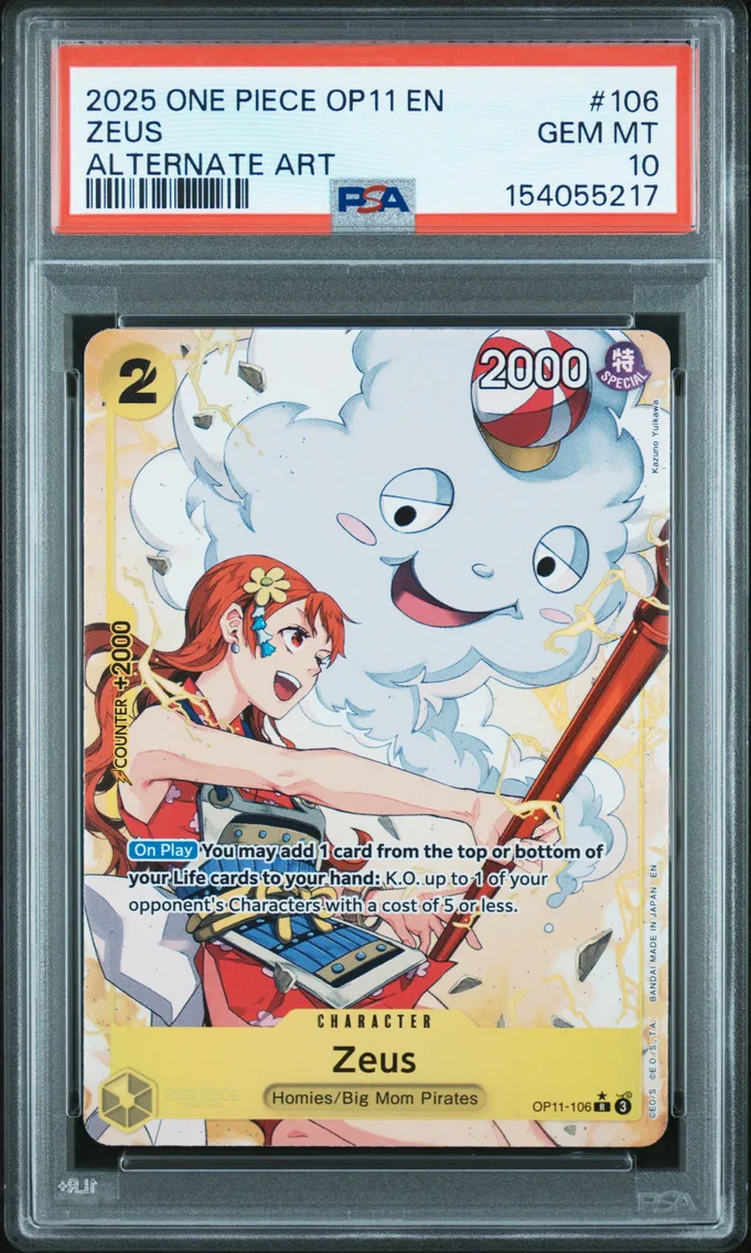 2025 #106 Zeus PSA 10 One Piece OP11-A Fist of Divine Speed