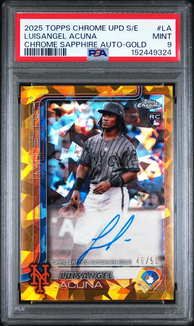 2025 #LA Luisangel Acuna PSA 9 Topps Chrome Sapphire Update Series Topps Chrome Sapphire Autographs
