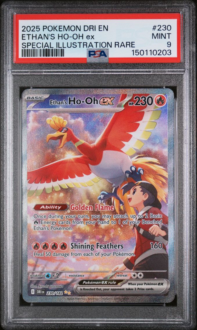 2025 #230 Ethan's HO-Oh EX PSA 9 Dri EN-Destined Rivals