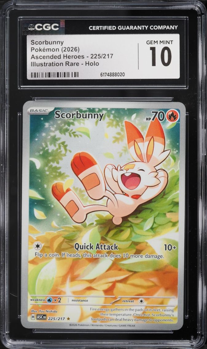 2026 Pokemon Mega Evolution Ascended Heroes IR Scorbunny #225 CGC 10 GEM MINT