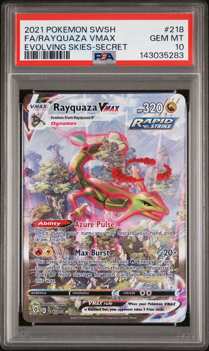 2021 #218 Full Art/Rayquaza Vmax PSA 10 Sword & Shield Evolving Skies