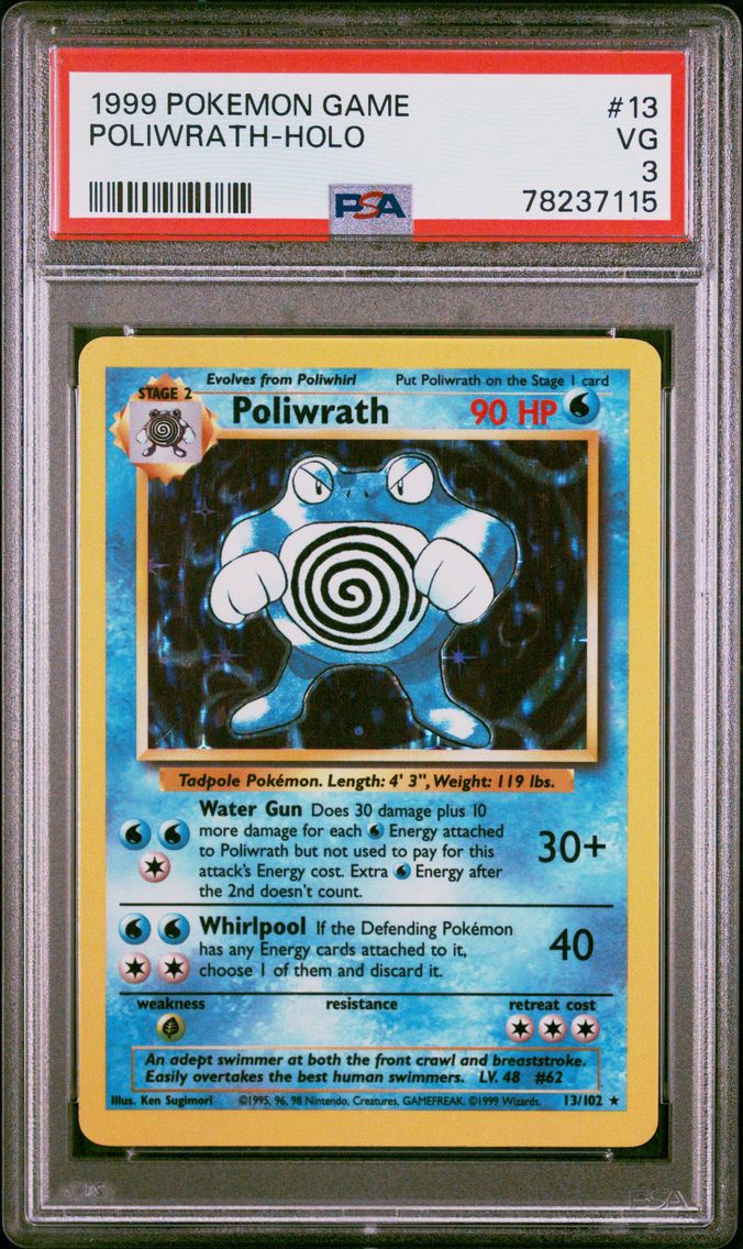 1999 #13 Poliwrath-Holo PSA 3 Game