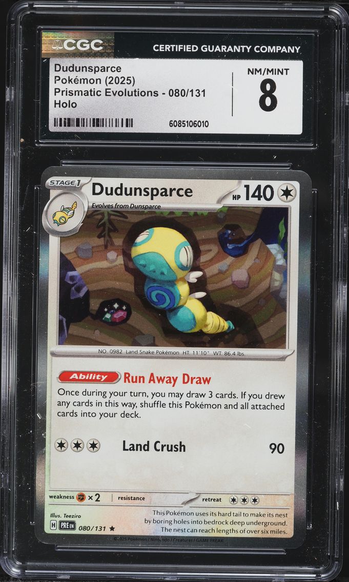 2025 #080 Dudunsparce CGC 8 Prismatic Evolutions Pokemon