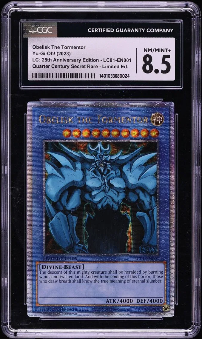 2023 #LC01-EN001 Obelisk The Tormentor CGC 8.5 NM-MT+ Yu-Gi-Oh! LC 25th Anniversary Limited Ed.