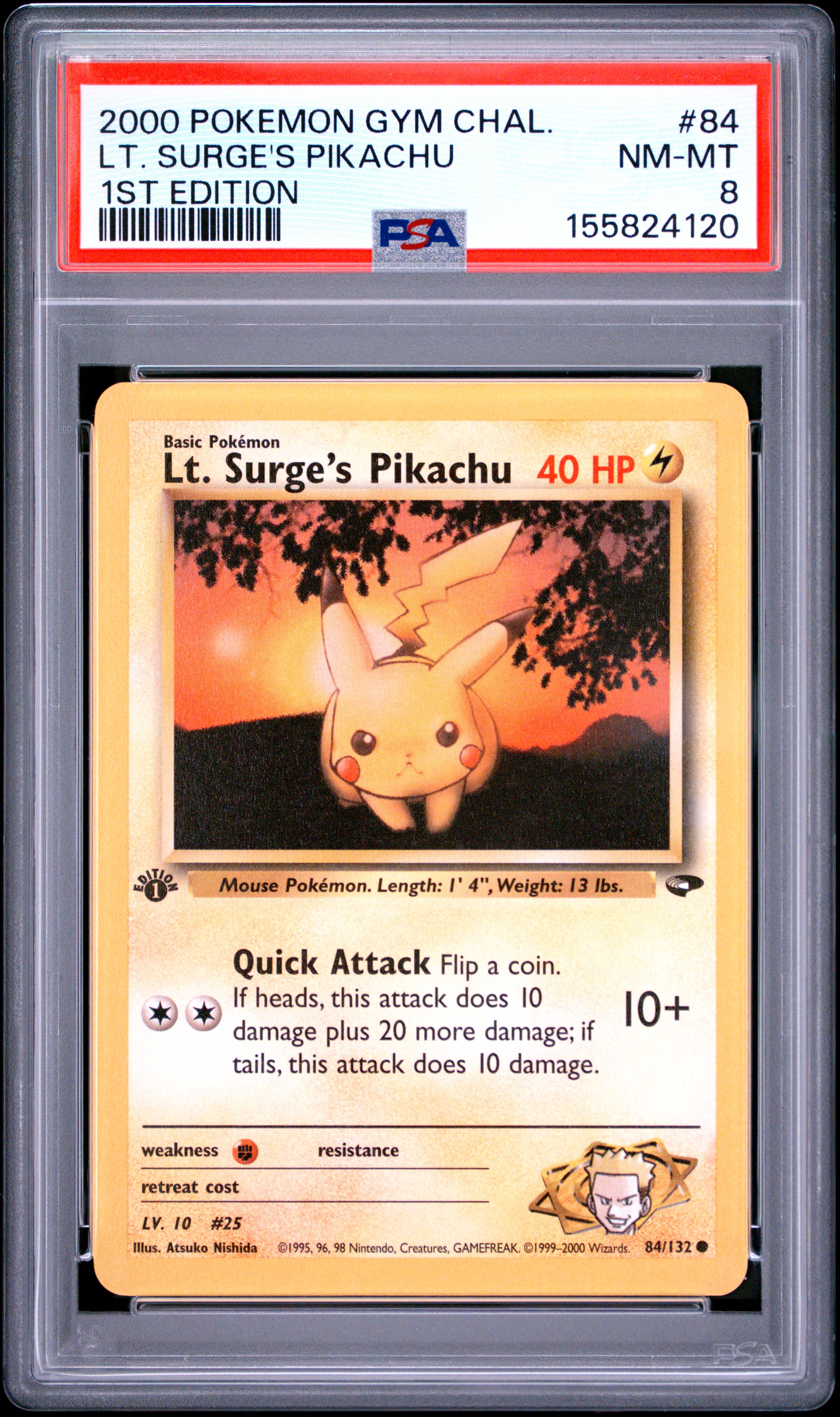LT. Surge's Pikachu 1st Edition