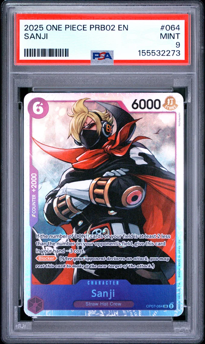 2025 #064 Sanji PSA 9 One Piece PRB02-Premium Booster -One Piece Card the Best- Vol.2