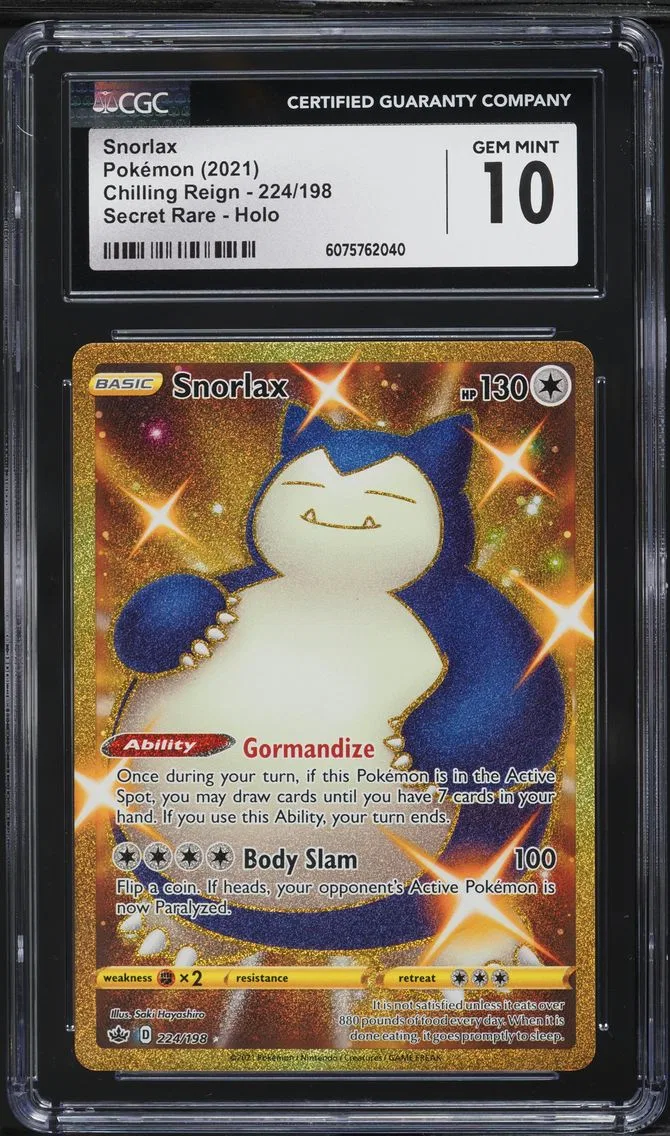 2021 #224 Full Art/Snorlax CGC 10 Sword & Shield Chilling Reign Pokemon