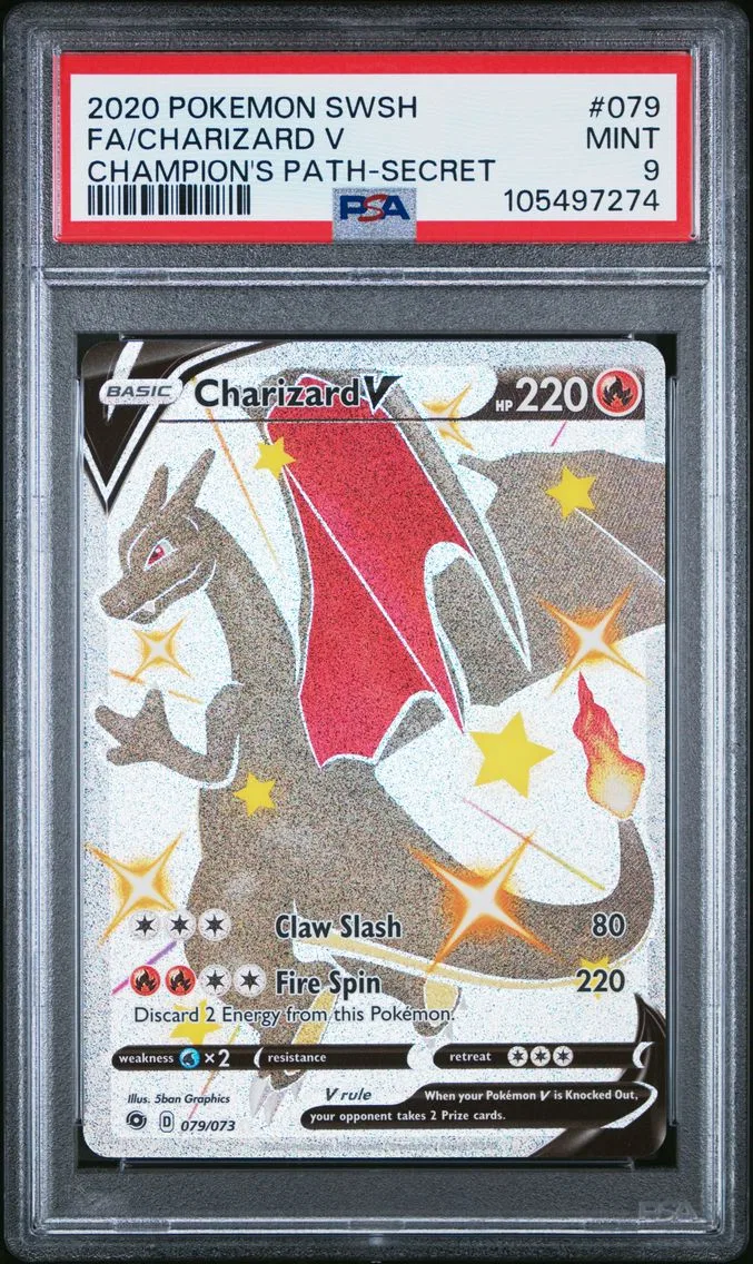 2020 #079 Full Art/Charizard V PSA 9 Sword & Shield Champion's Path Pokemon