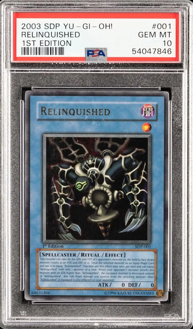 2003 YU-GI-OH STARTER DECK: PEGASUS 1ST EDITION RELINQUISHED SDP-001 PSA 10