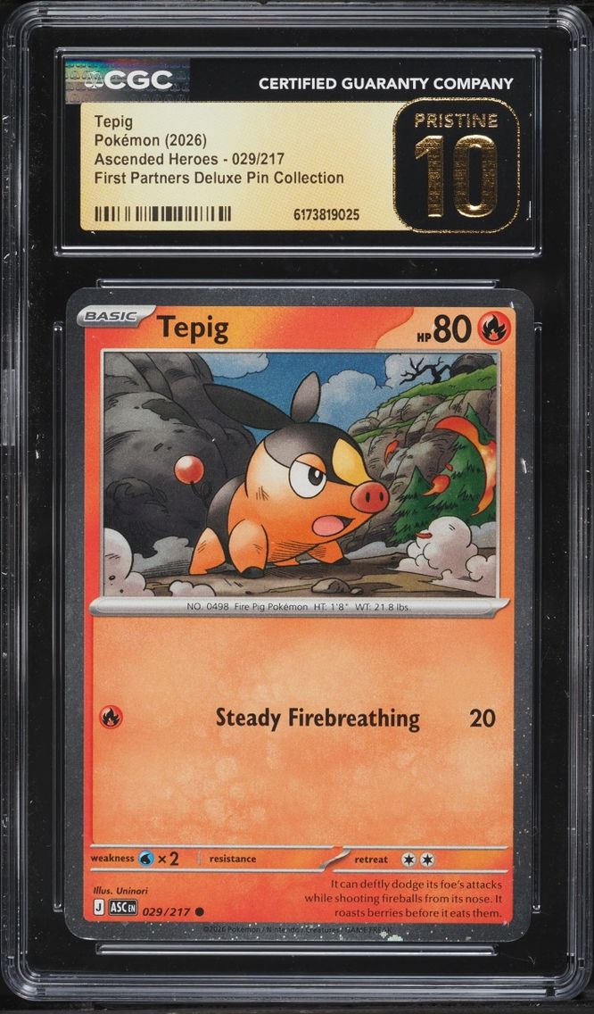 2026 Pokemon Mega Evolution Ascended Heroes First Partners Deluxe Pin Tepig #29 CGC 10 PRISTINE