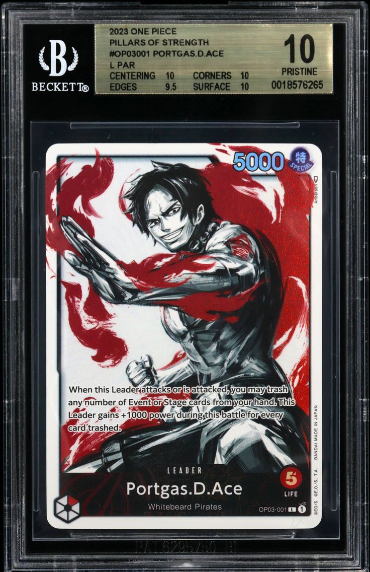 2023 #OP03001 Portgas.D.Ace ALT ART L BGS 10 One Piece Card Game Pillars of Strength