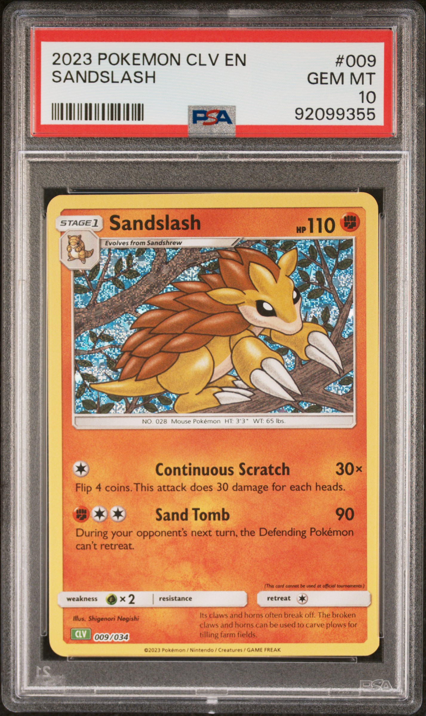 2023 #009 Sandslash PSA 10 Clv-Trading Card Game Classic Venusaur & Lugia Ex Deck