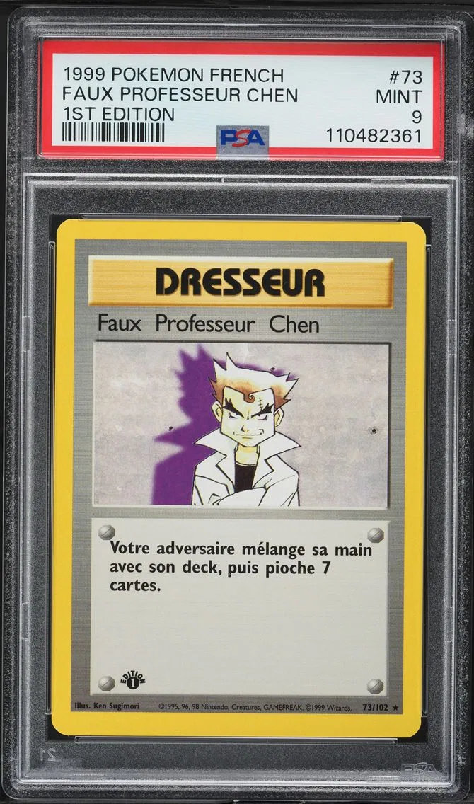 1999 #73 Faux Professeur Chen 1st Edition PSA 9 French Pokemon