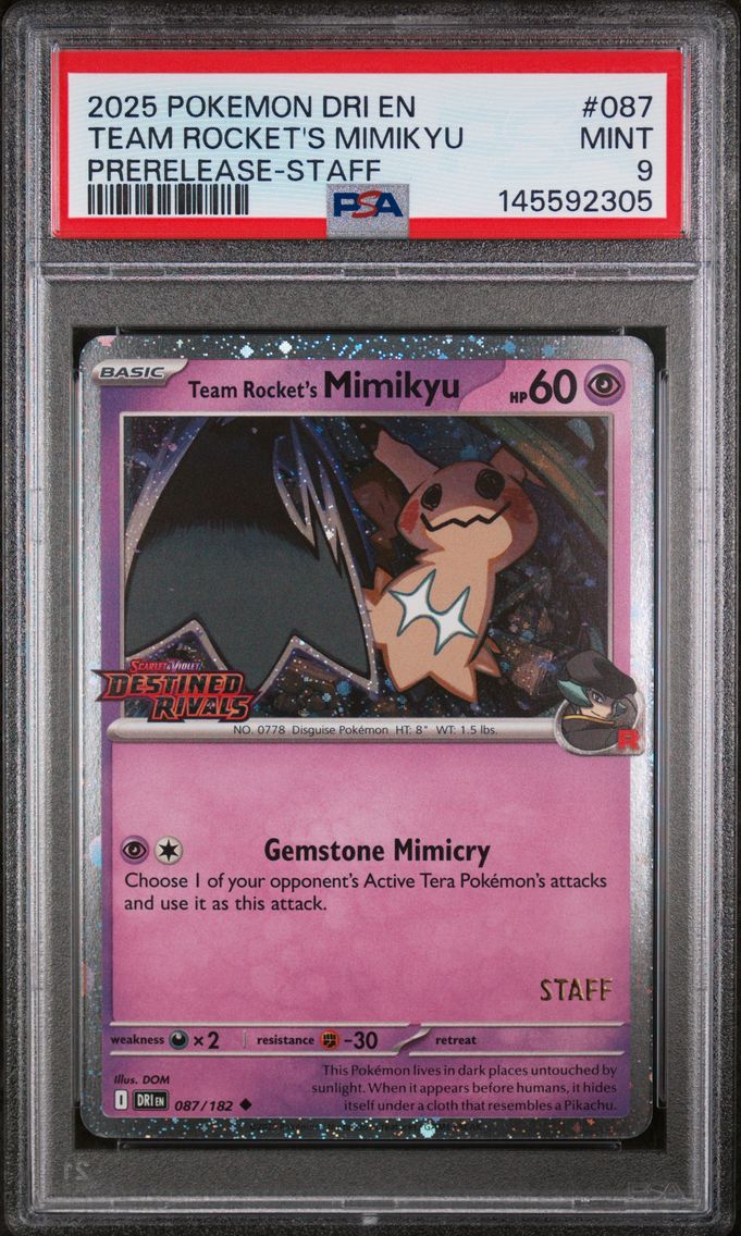 2025 #087 Team Rocket's Mimikyu PSA 9 Dri EN-Destined Rivals