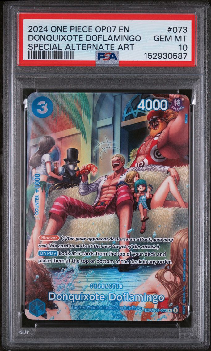 2024 #073 Donquixote Doflamingo PSA 10 One Piece OP07-500 Years in the Future