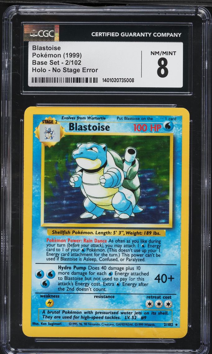 1999 #2 Blastoise-Holo CGC 8 Game Pokemon