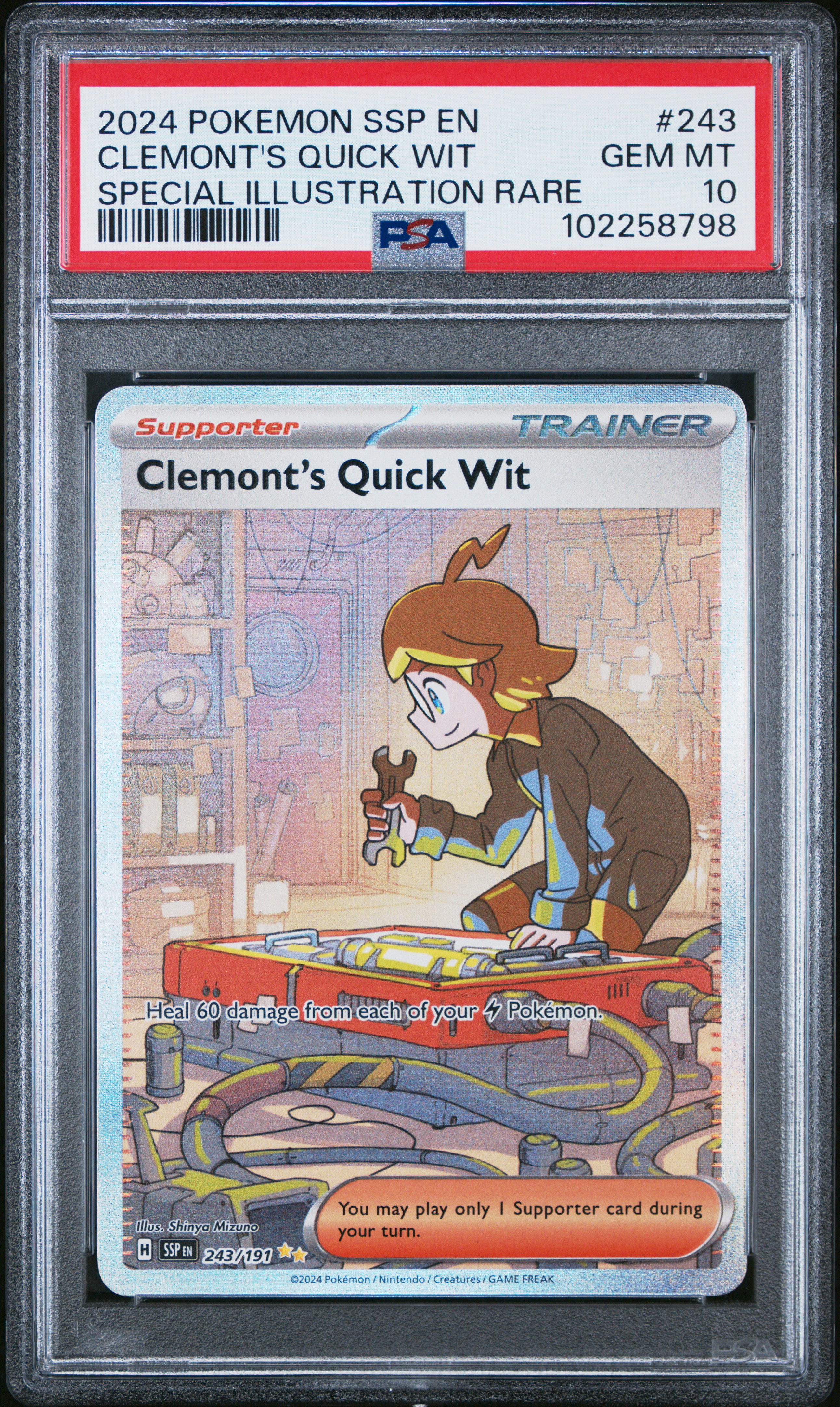2024 #243 Clemont'S Quick Wit PSA 10 Ssp En-Surging Sparks