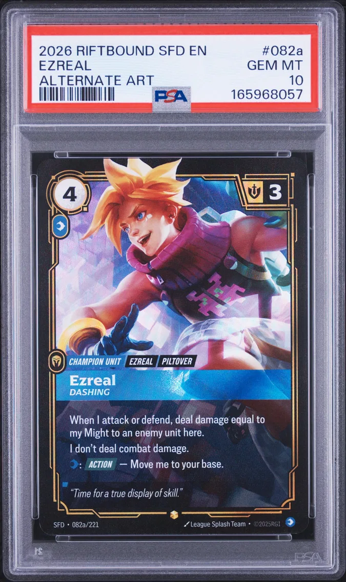 2026 #082a Ezreal - Dashing PSA 10 Riftbound: League of Legends Sfd-Spiritforged