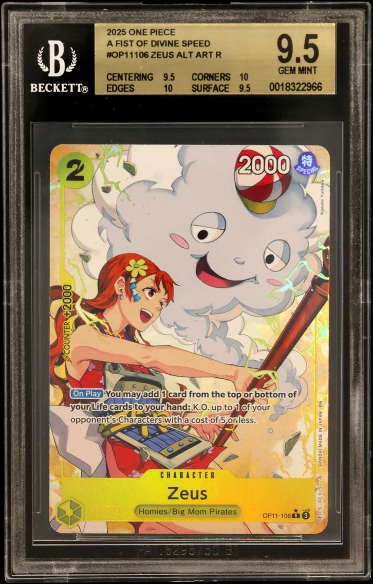 2025 #OP11106 Zeus ALT ART R BGS 9.5 One Piece Card Game A Fist of Divine Speed