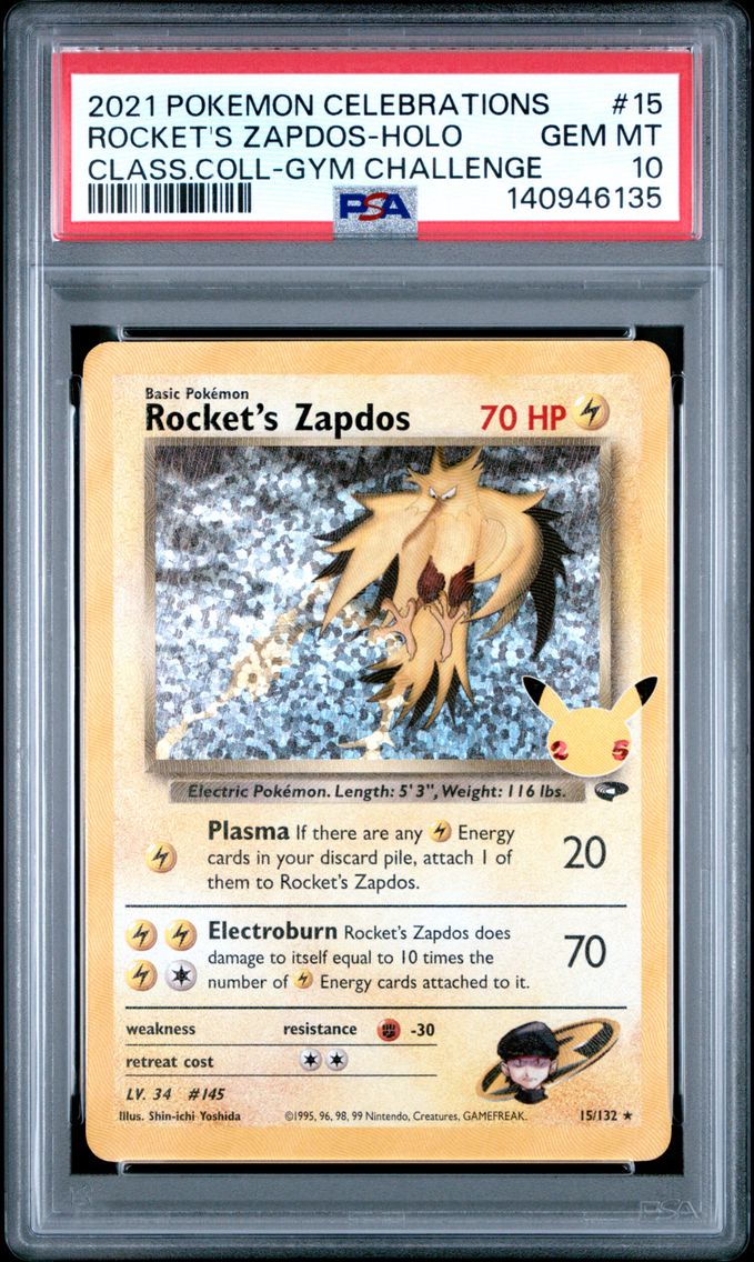 2021 #15 Rocket's Zapdos-Holo PSA 10 Celebrations Classic Collection Pokemon