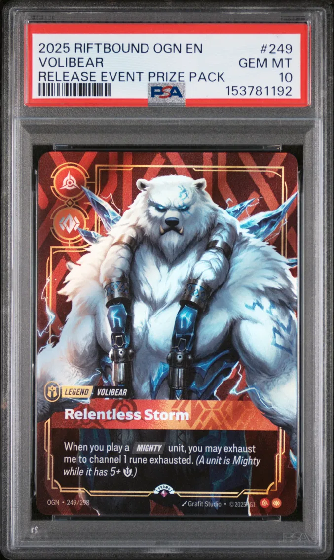 2025 #249 Volibear - Relentless Storm PSA 10 Riftbound: League of Legends Ogn-Origins
