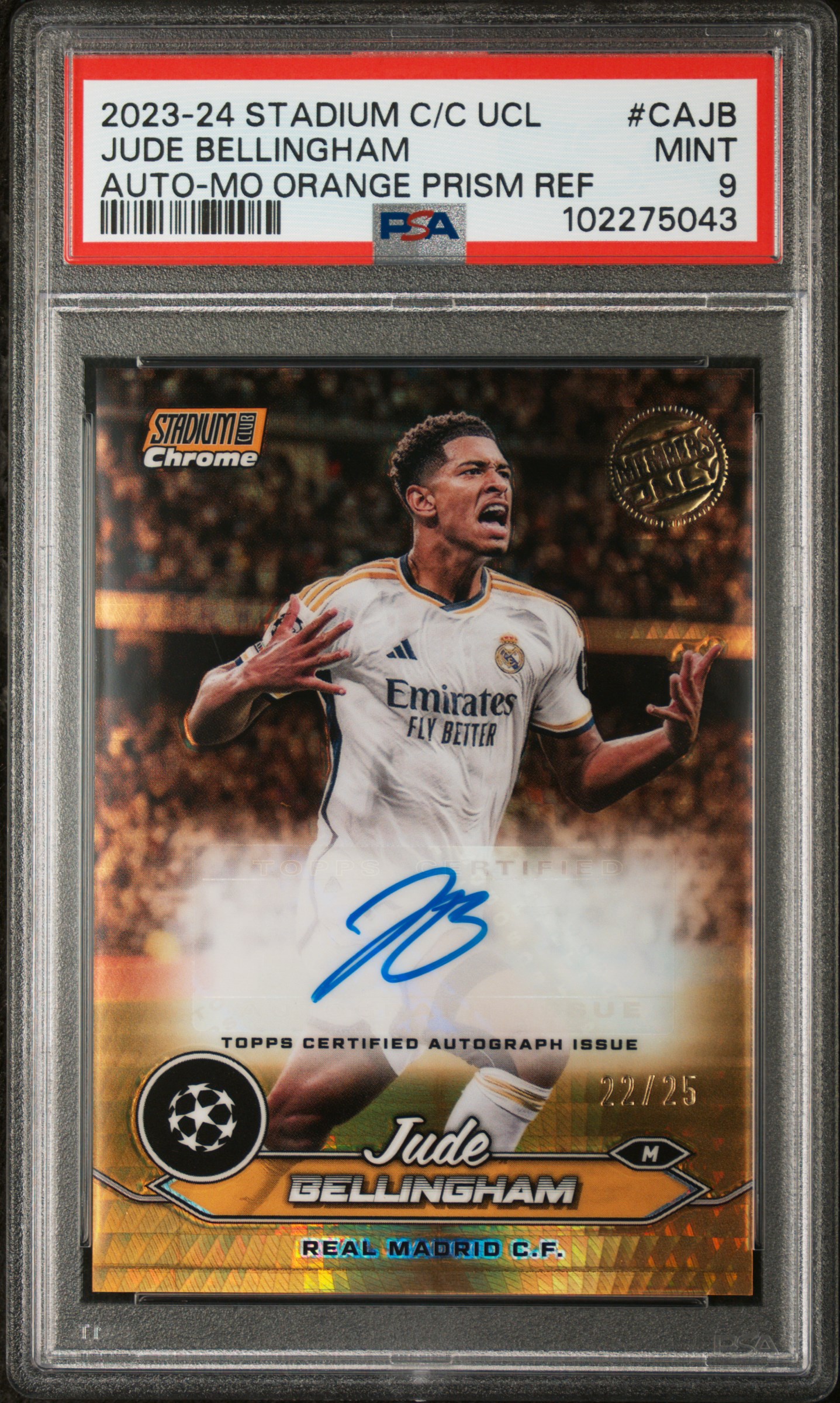 2023 #Cajb Jude Bellingham PSA 9 Topps Stadium Club Chrome Uefa Club Competitions Chrome Autographs
