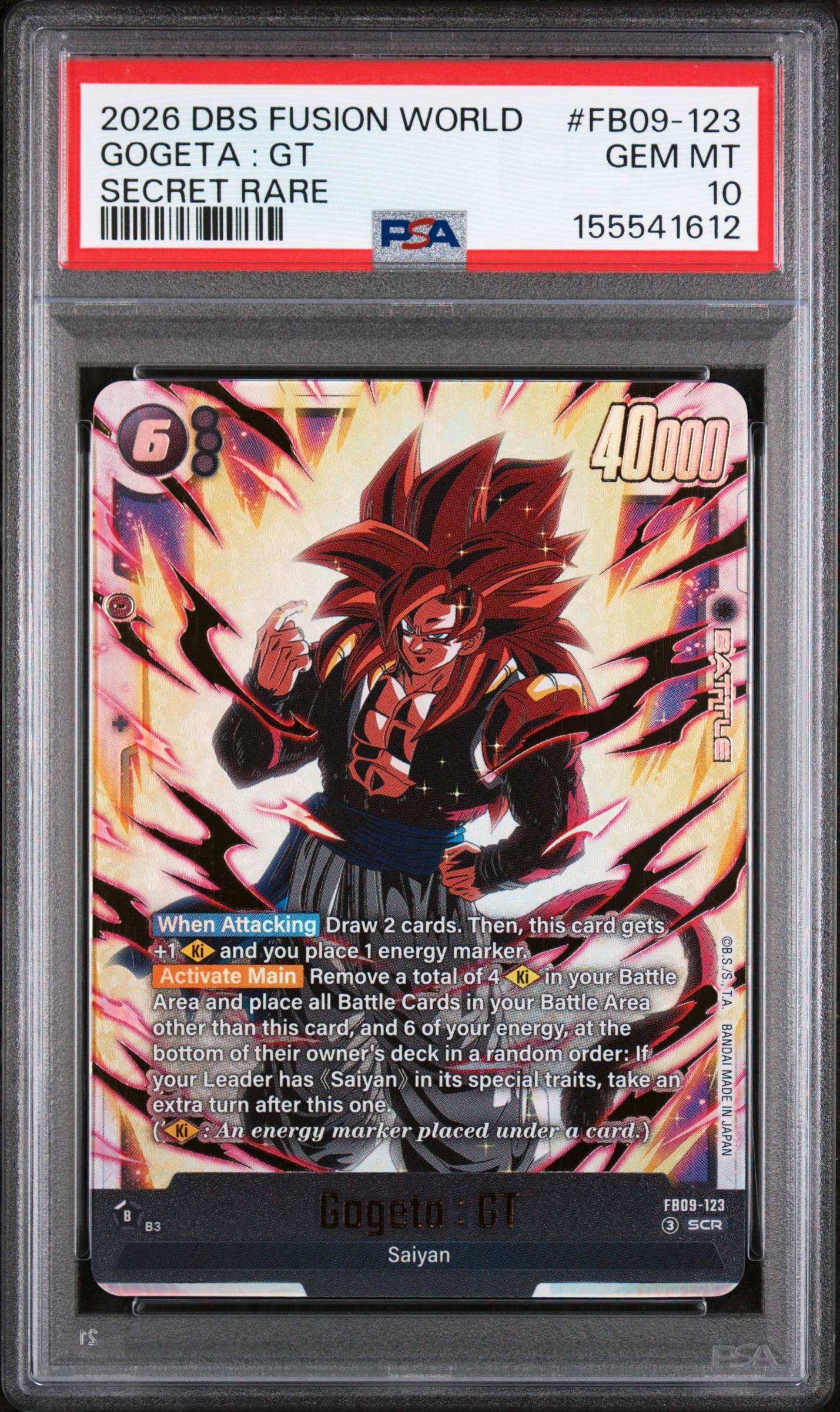 2026 #Fb09-123 Gogeta : Gt PSA 10 Dragon Ball Super Card Game Fusion World Dual Evolution