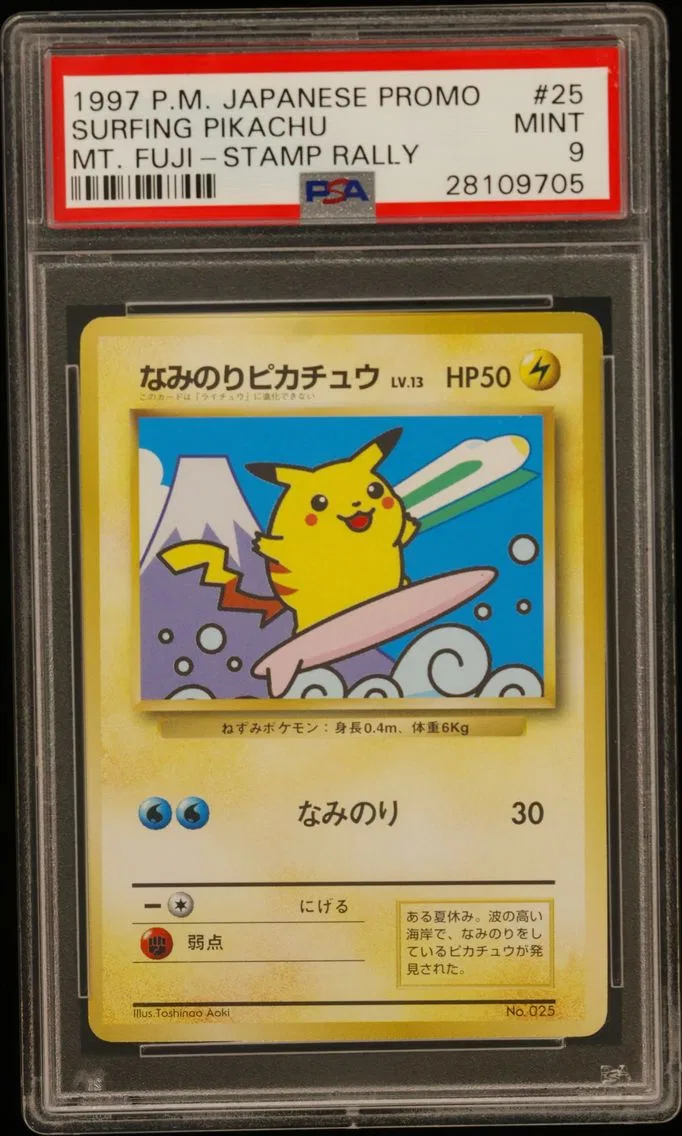 1997 #25 Surfing Pikachu PSA 9 J