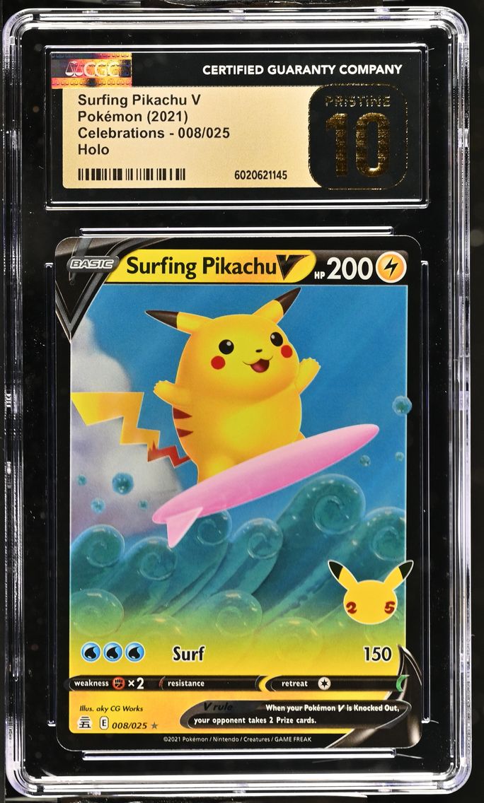 2021 #008 Surfing Pikachu V CGC 10 Pristine Celebrations - English