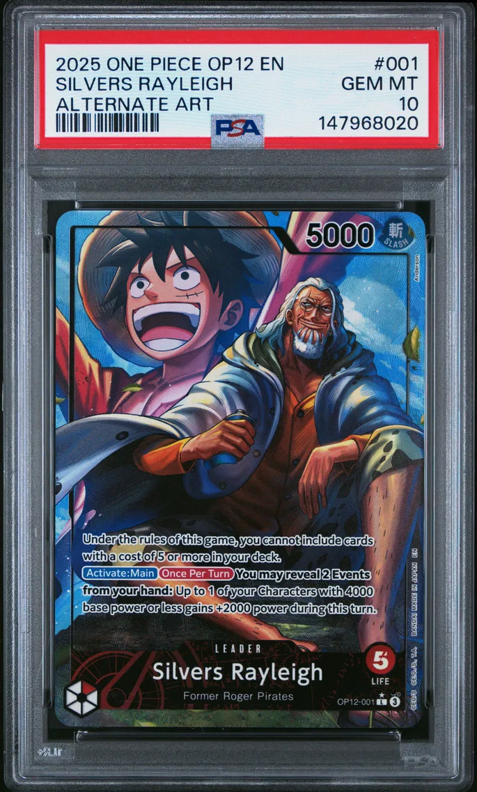 2025 #001 Silvers Rayleigh PSA 10 One Piece OP12-Legacy of the Master