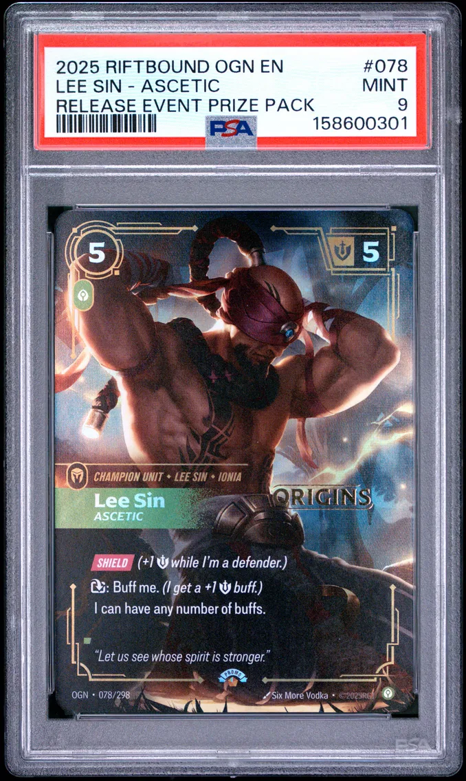 2025 #078 Lee Sin - Ascetic PSA 9 Riftbound: League of Legends Ogn-Origins