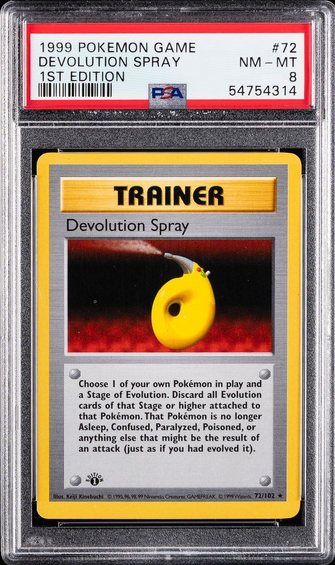 1999 #72 Devolution Spray 1st Edition PSA 8 Game Pokemon