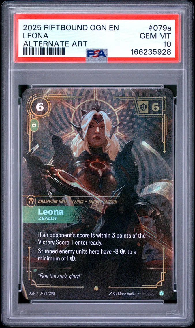 2025 #079a Leona - Zealot PSA 10 Riftbound: League of Legends Ogn-Origins