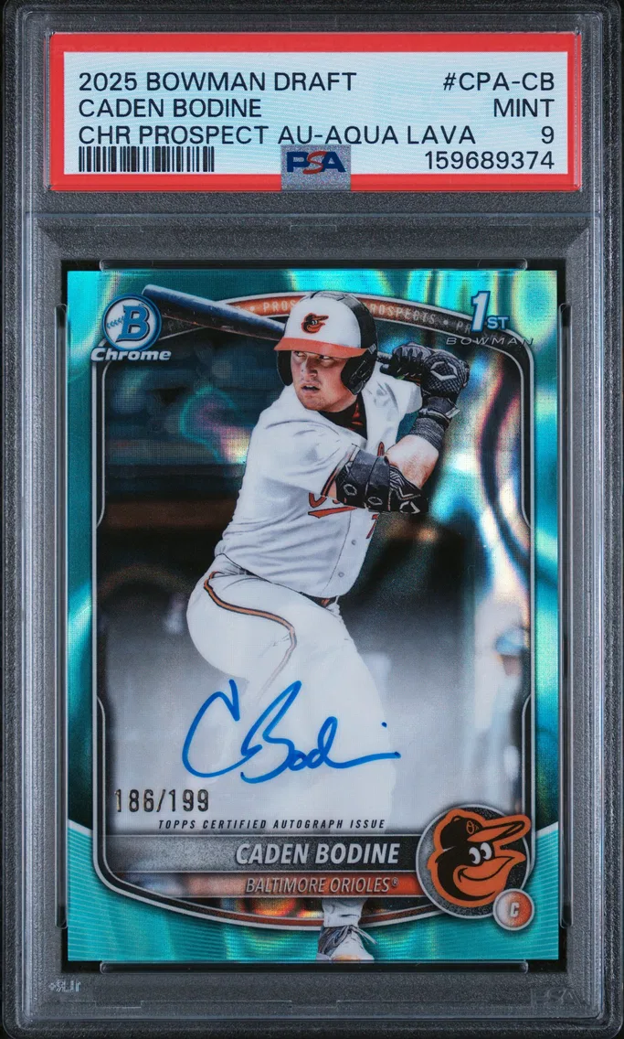 2025 #CPA-CB Caden Bodine PSA 9 Bowman Draft Chrome Prospect Autographs