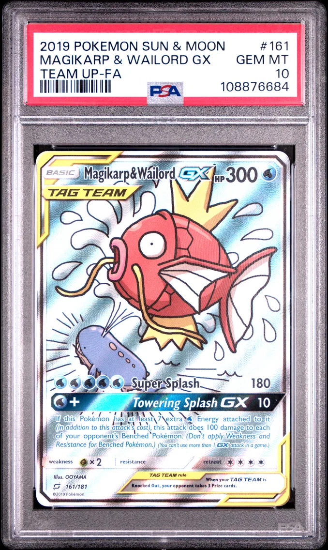 2019 #161 Full Art/Magikarp & Wailord GX PSA 10 Sun & Moon Team Up