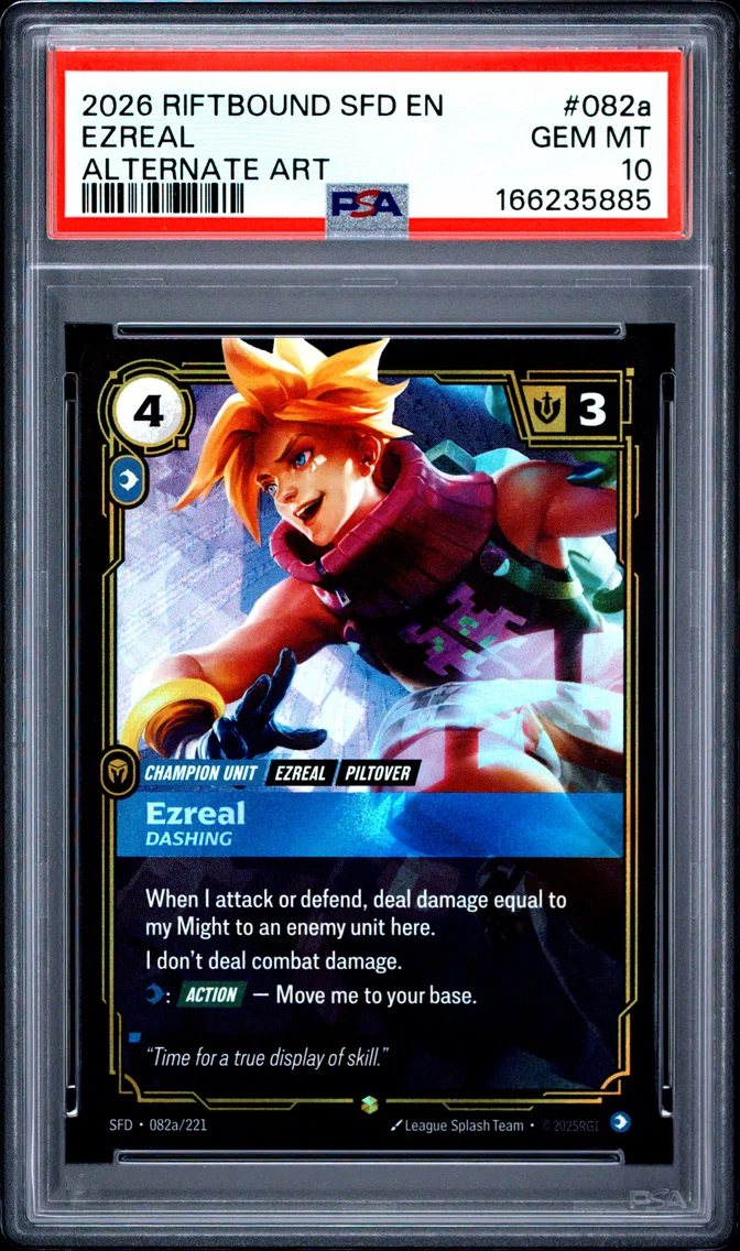 2026 #082a Ezreal - Dashing PSA 10 Riftbound: League of Legends Sfd-Spiritforged