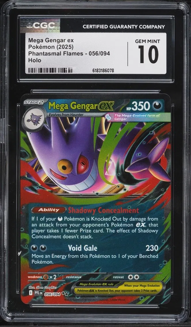 2025 #56 Mega Gengar EX CGC 10 Pokemon Mega Evolution Phantasmal Flames Holo