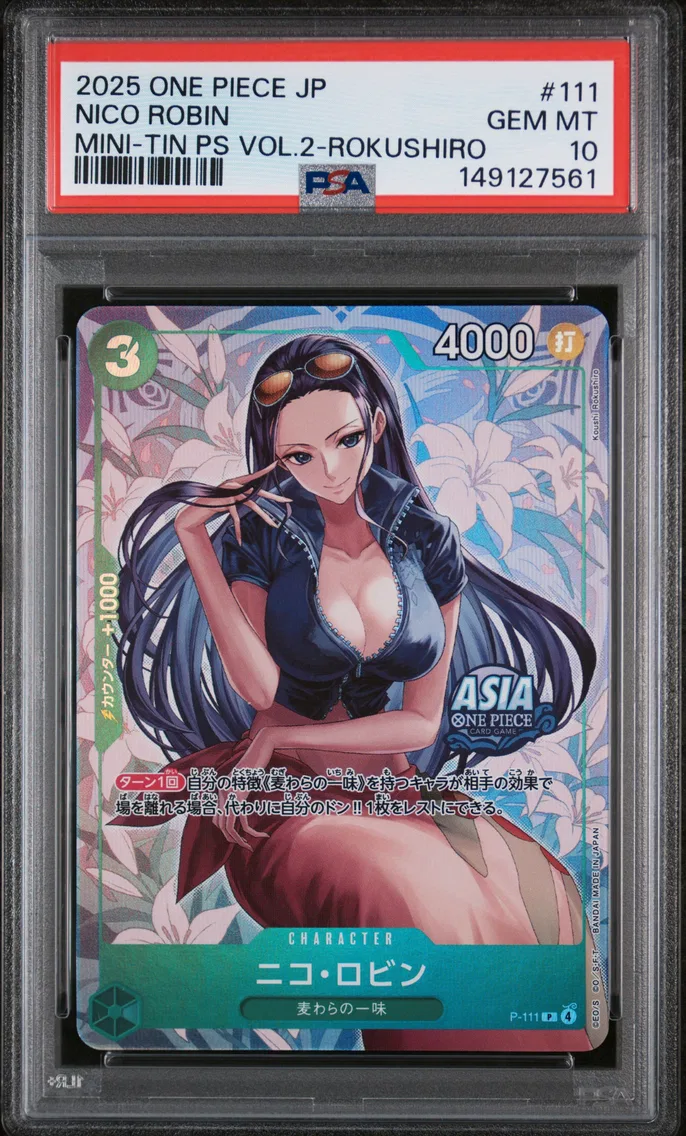 2025 #111 Nico Robin PSA 10 One Piece Japanese Mini-Tin Pack Set Vol.2