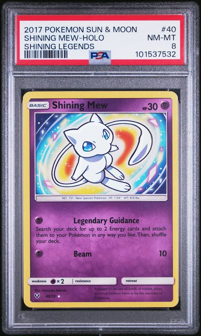 2017 #40 SHINING MEW-HOLO PSA 8 POKEMON SUN & MOON SHINING LEGENDS