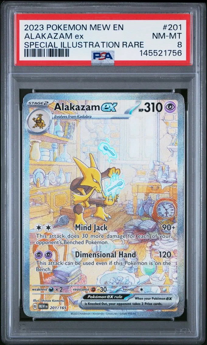 2023 #201 Alakazam EX PSA 8 Mew EN-151 Pokemon