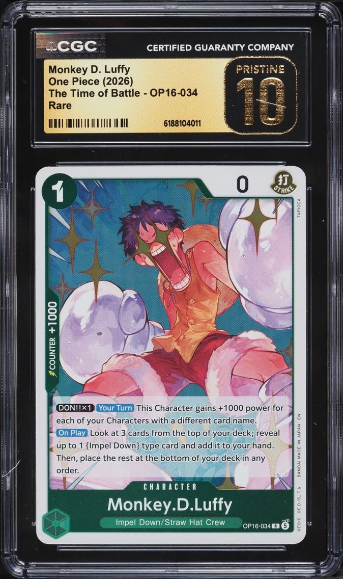 2026 #OP16-034 CGC 10 One Piece The Time Of Battle Monkey D. Luffy