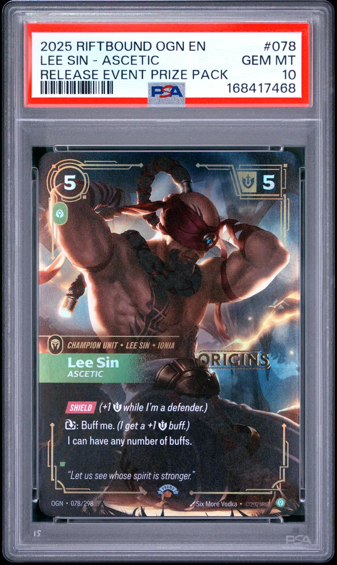 2025 #078 Lee Sin - Ascetic PSA 10 Riftbound: League of Legends Ogn-Origins