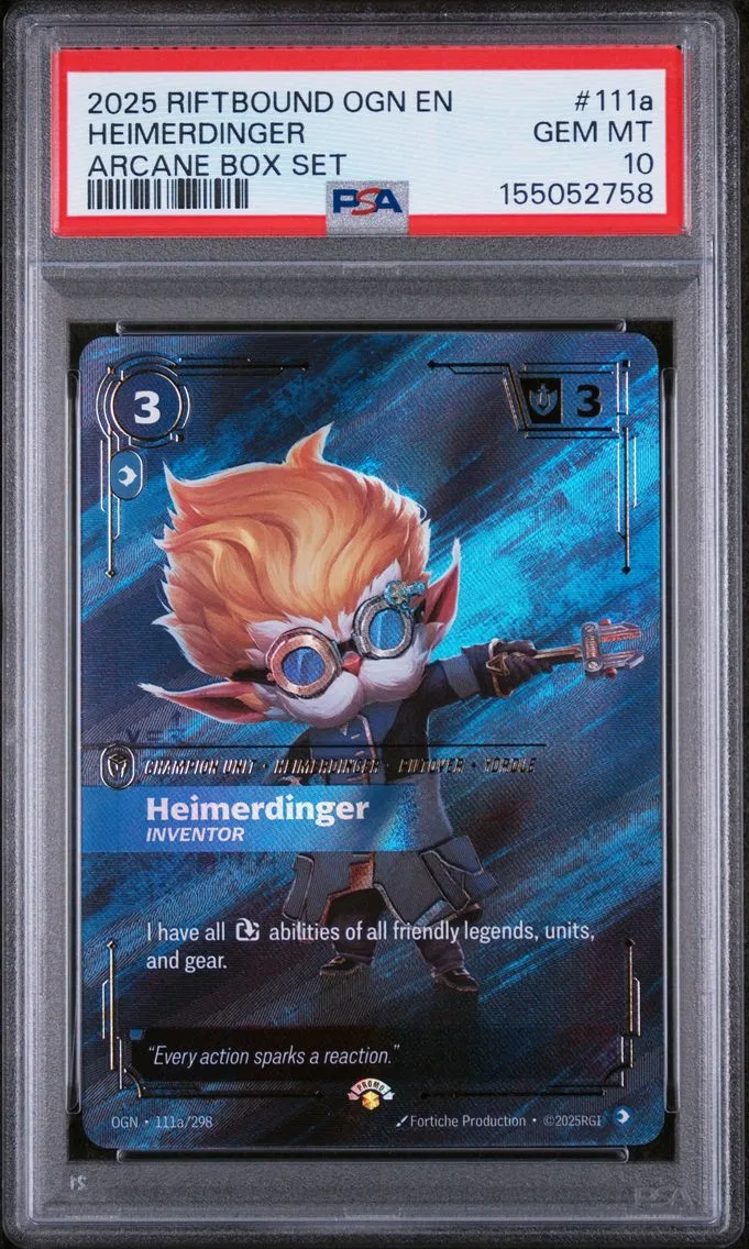 2025 #111a Heimerdinger - Inventor PSA 10 Riftbound: League of Legends Ogn-Origins